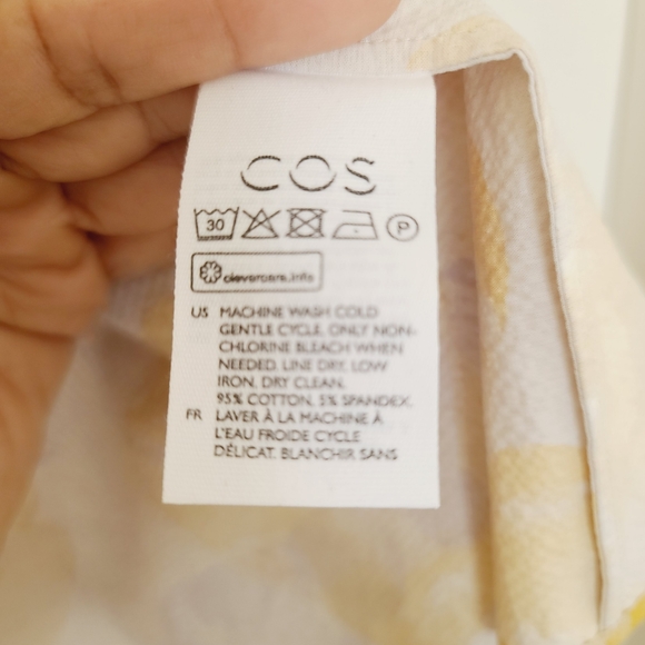 COS Yellow and Purple Floral Asymmetrical Button Down Shirt Size 4 - Picture 5 of 6